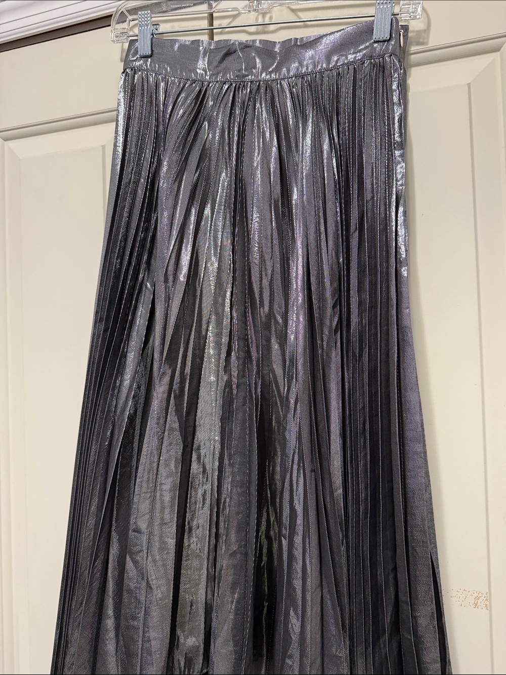 TO BE ADORED Metallic Black Pleated Midi Skirt - Picture 2 of 9